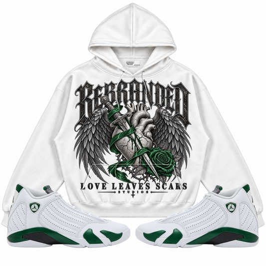 Rebranded Studios apparel — front styled with matching sneakers