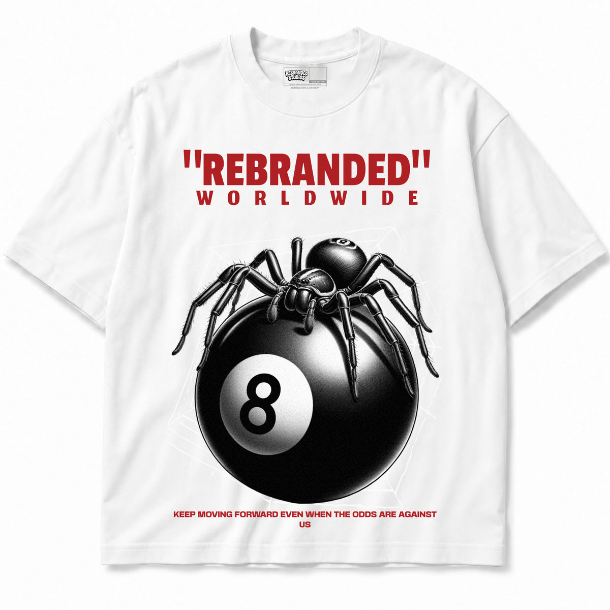 Rebranded Studios apparel — front without sneakers