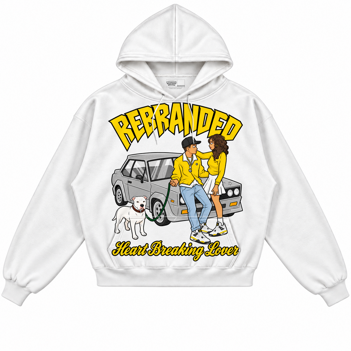 Rebranded Studios apparel — front without sneakers