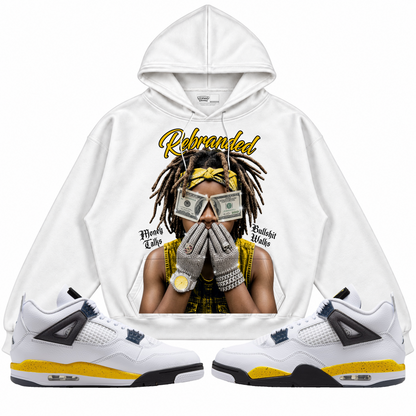 Rebranded Studios apparel — front styled with matching sneakers