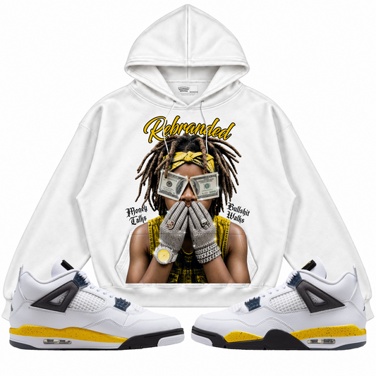 Rebranded Studios apparel — front styled with matching sneakers