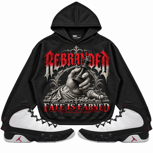 Rebranded Studios apparel — front styled with matching sneakers