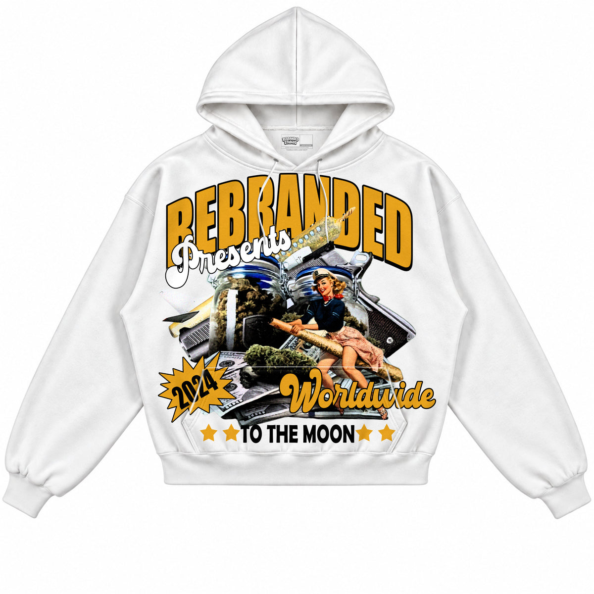 Rebranded Studios apparel — front without sneakers
