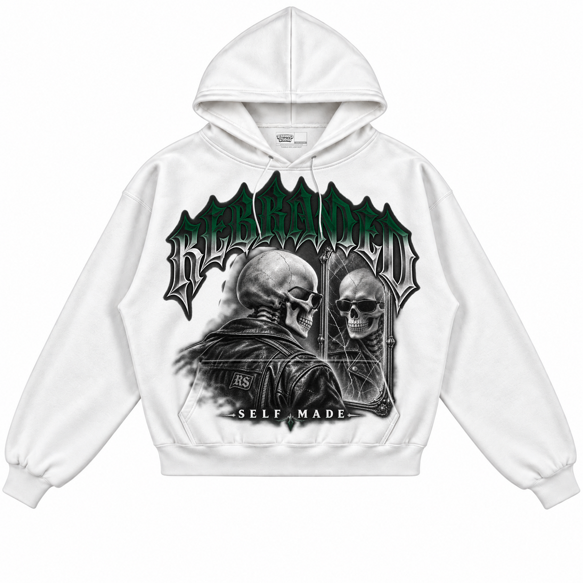 Rebranded Studios apparel — front without sneakers