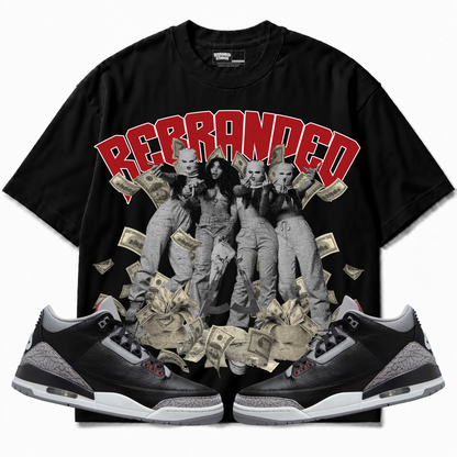 Rebranded Studios apparel — front styled with matching sneakers