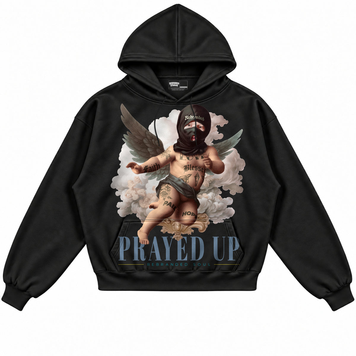 Rebranded Studios apparel — front without sneakers