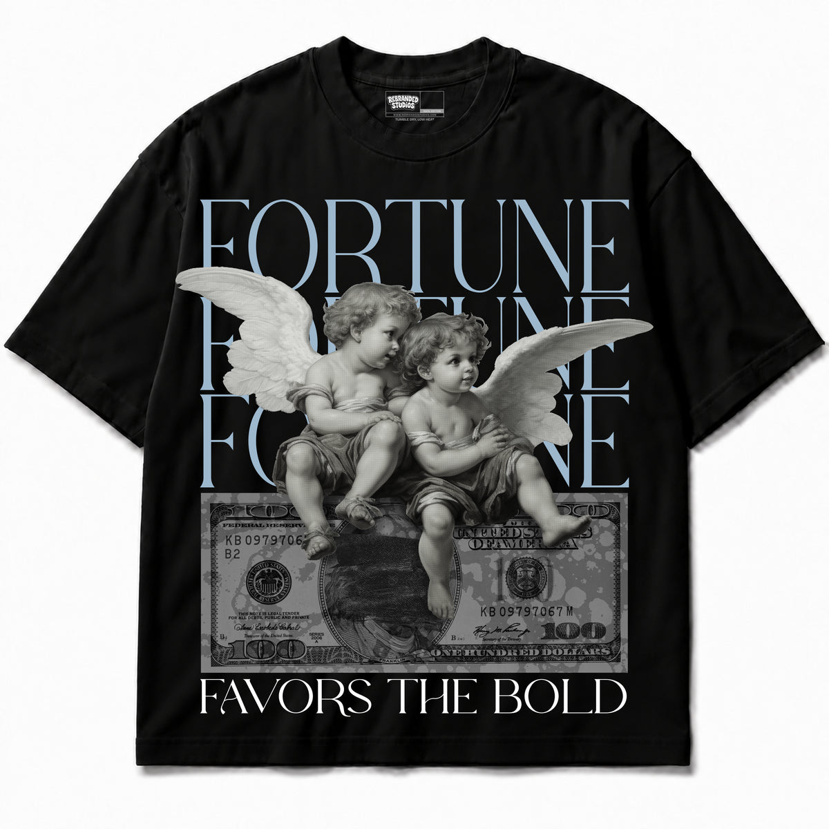 Rebranded Studios apparel — front without sneakers
