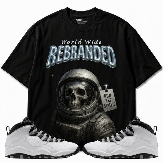 Rebranded Studios apparel — front styled with matching sneakers