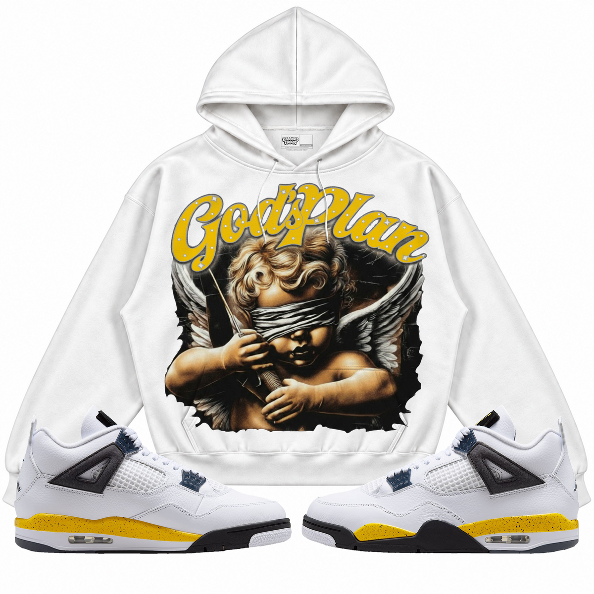 Rebranded Studios apparel — front styled with matching sneakers