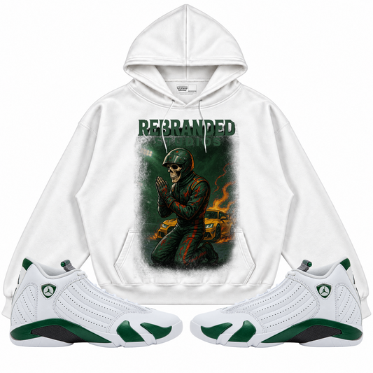 Rebranded Studios apparel — front styled with matching sneakers