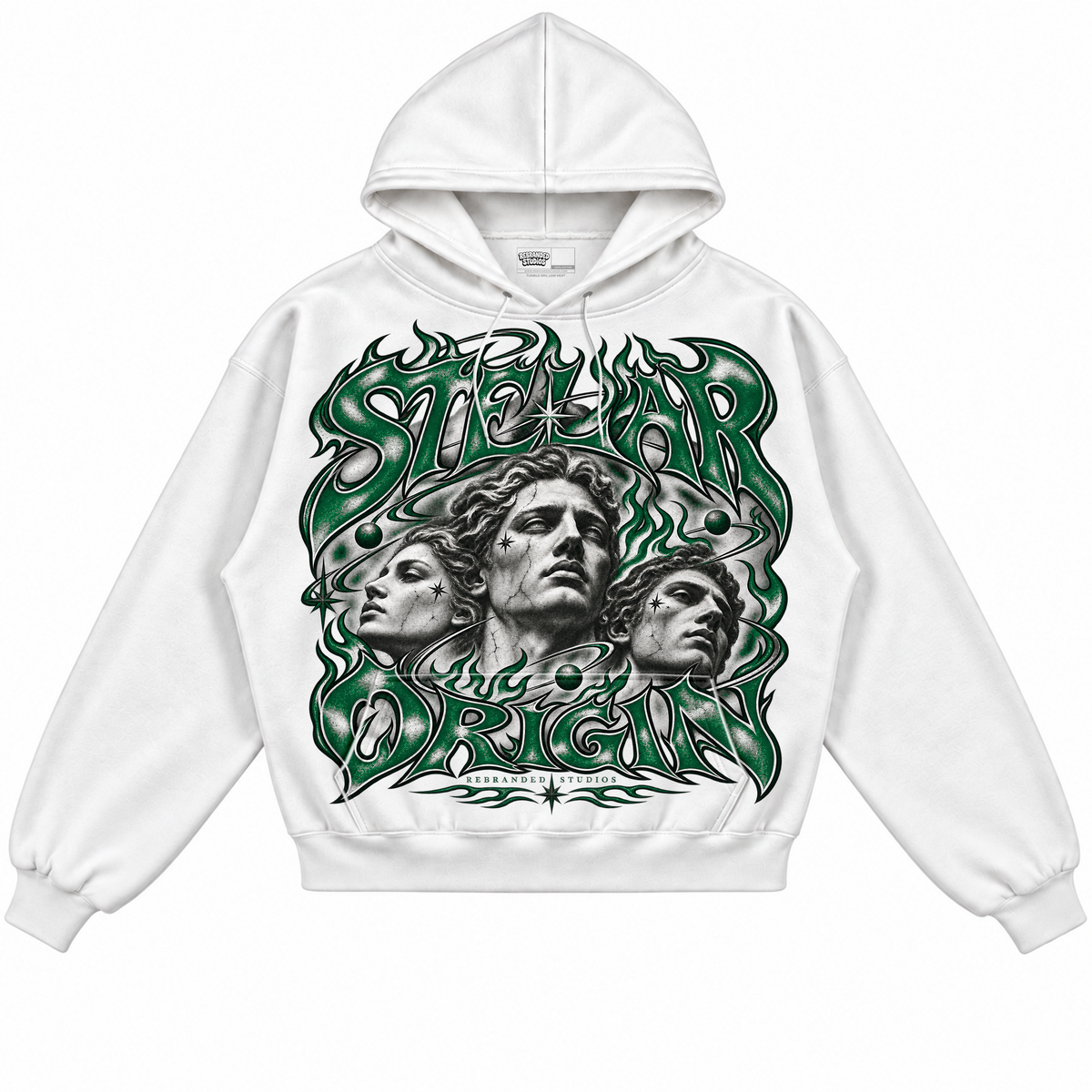 Rebranded Studios apparel — front without sneakers
