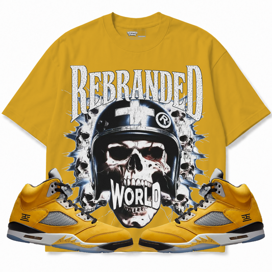Rebranded Studios apparel — front styled with matching sneakers