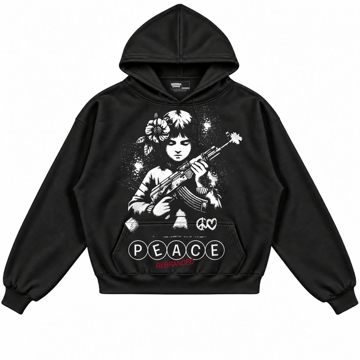 Rebranded Studios apparel — front without sneakers