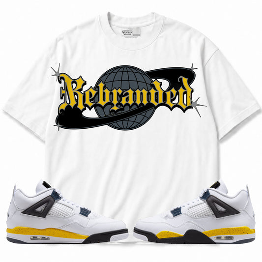 Rebranded Studios apparel — front styled with matching sneakers