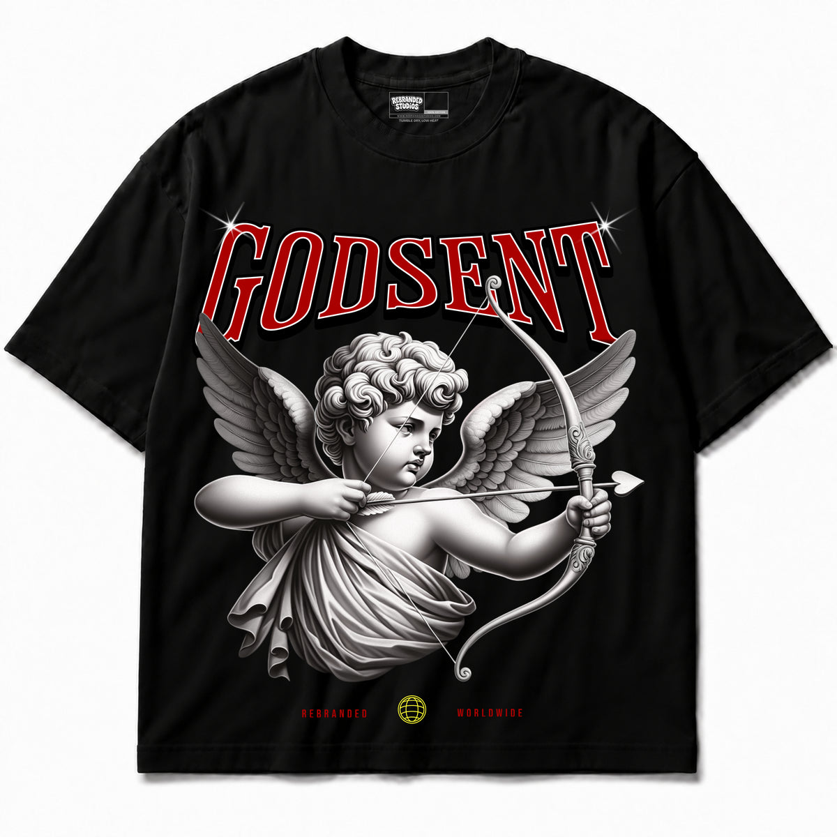 Rebranded Studios apparel — front without sneakers
