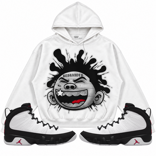 Rebranded Studios apparel — front styled with matching sneakers