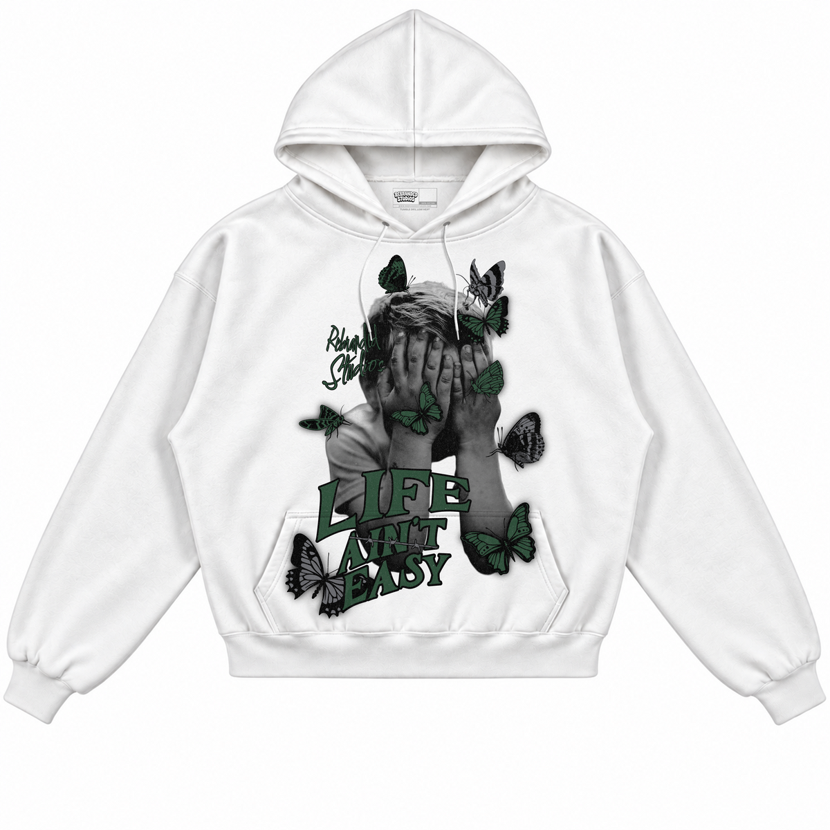 Rebranded Studios apparel — front without sneakers
