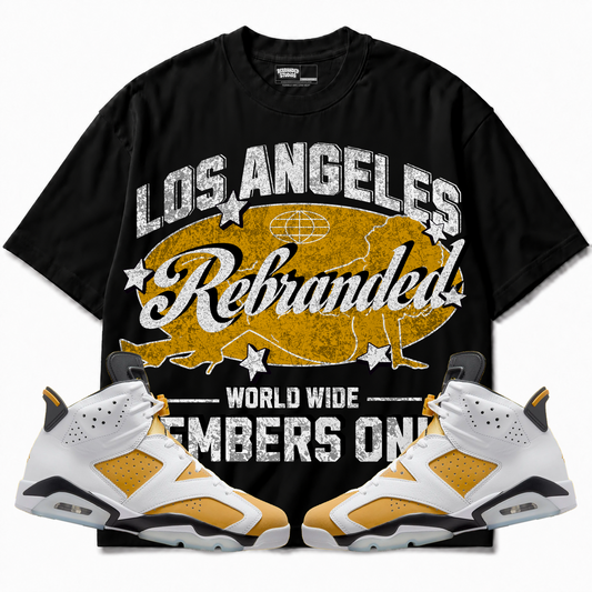 Rebranded Studios apparel — front styled with matching sneakers