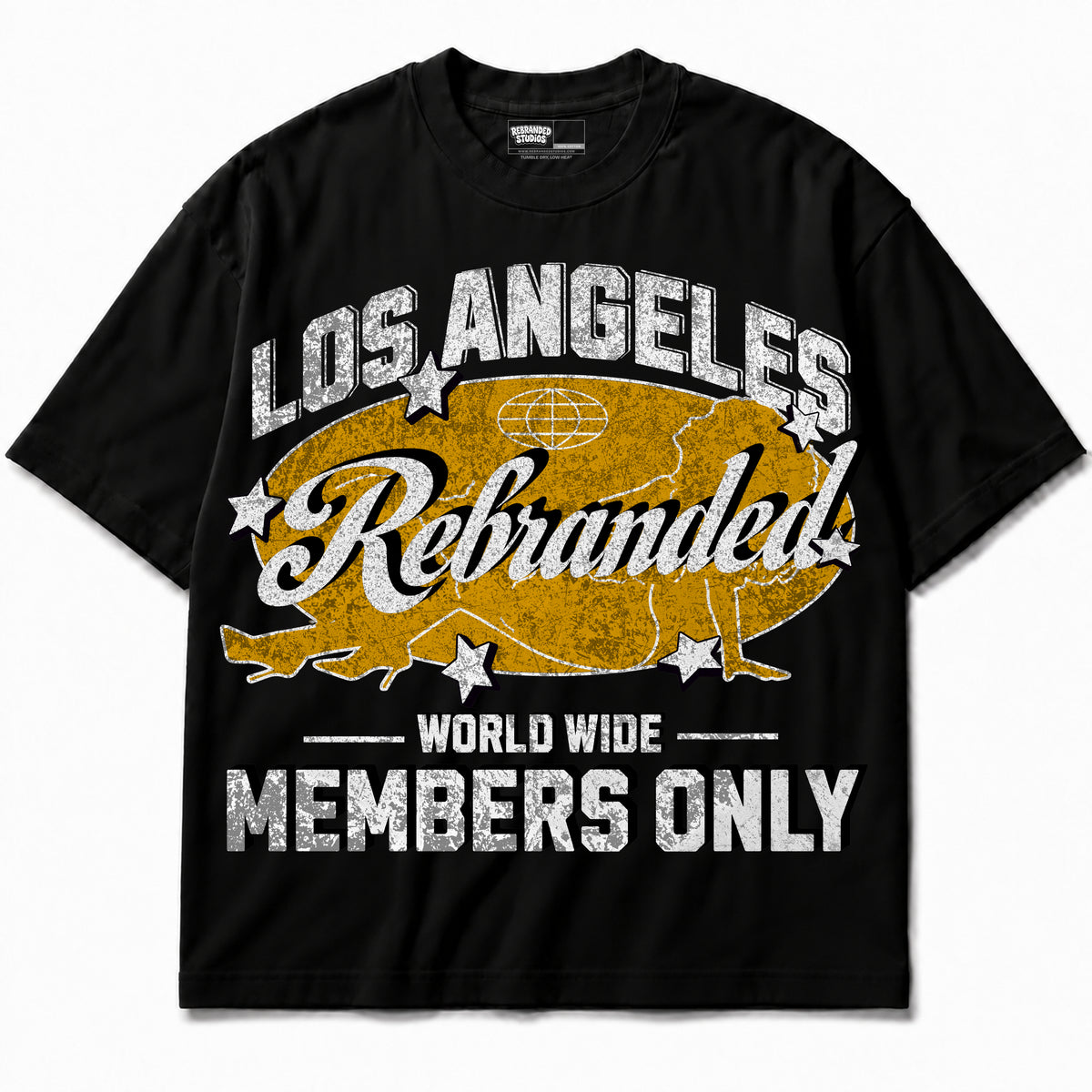 Rebranded Studios apparel — front without sneakers