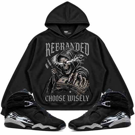 Rebranded Studios apparel — front styled with matching sneakers