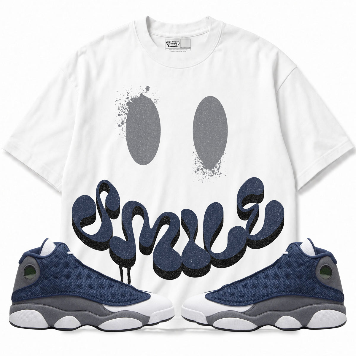 Rebranded Studios apparel — front styled with matching sneakers