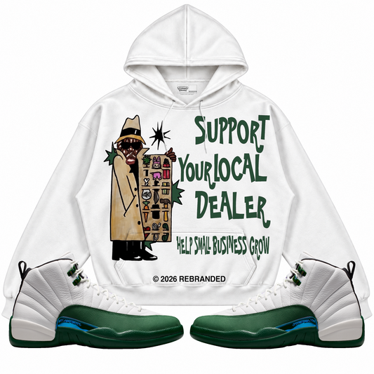 Rebranded Studios apparel — front styled with matching sneakers