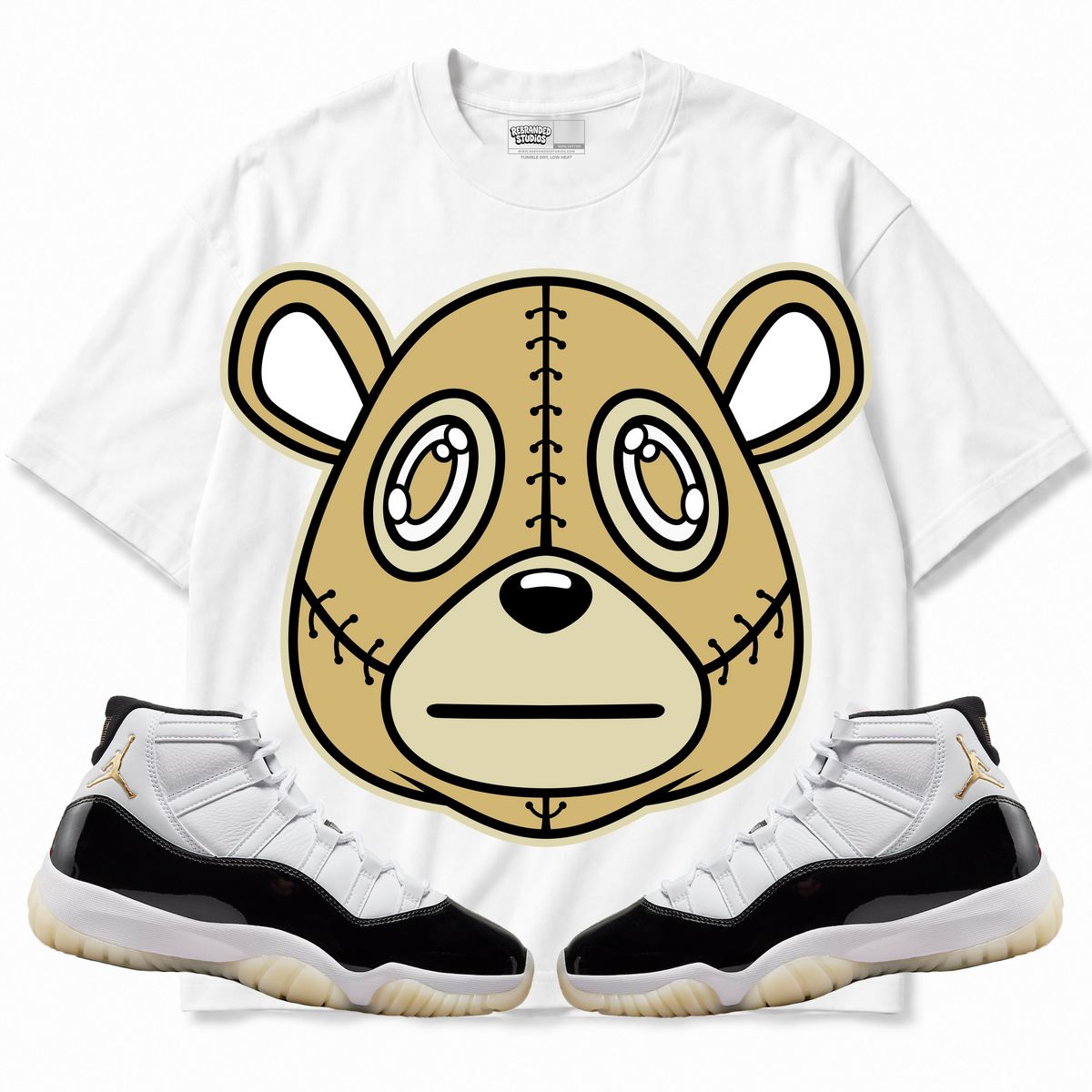 Rebranded Studios apparel — front styled with matching sneakers