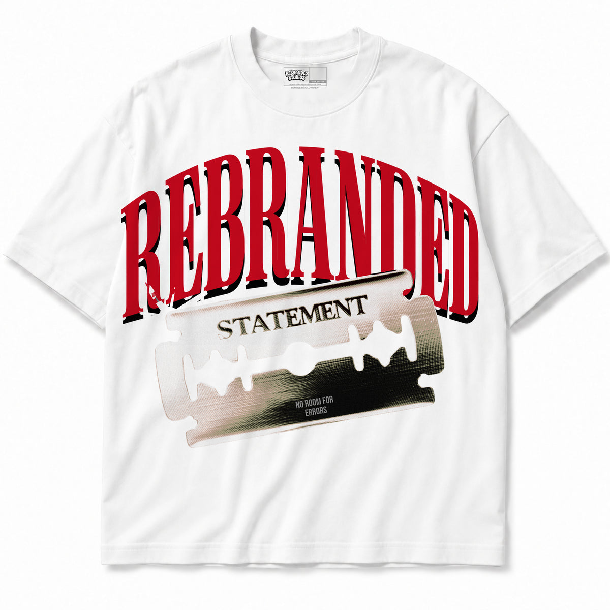 Rebranded Studios apparel — front without sneakers