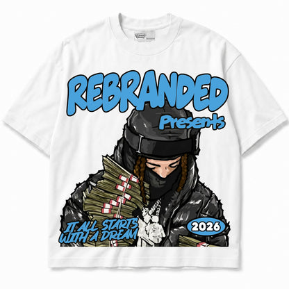 Rebranded Studios apparel — front without sneakers
