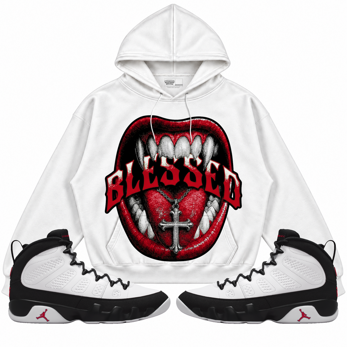 Rebranded Studios apparel — front styled with matching sneakers