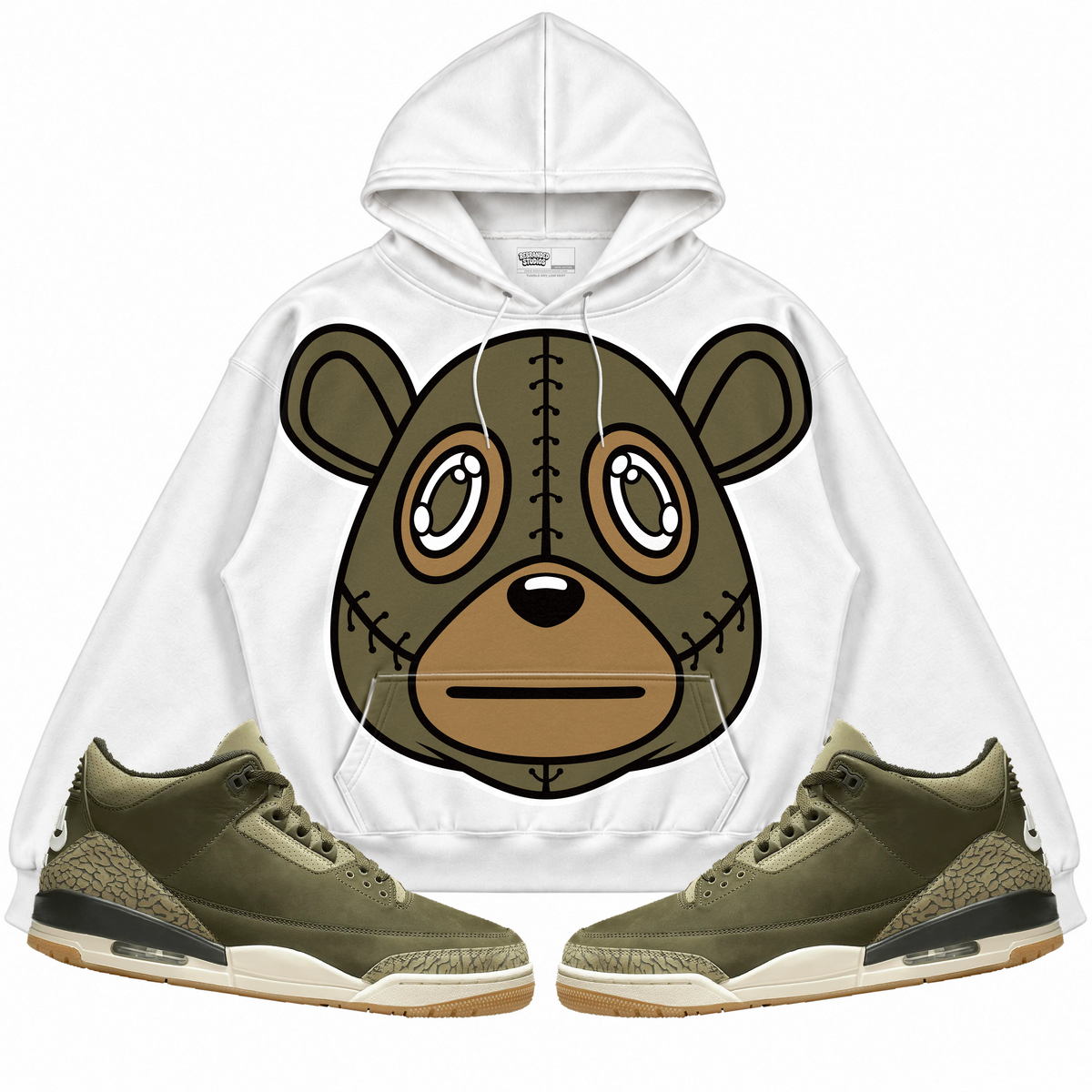 Rebranded Studios apparel — front styled with matching sneakers