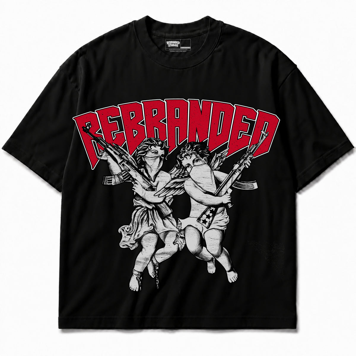Rebranded Studios apparel — front without sneakers