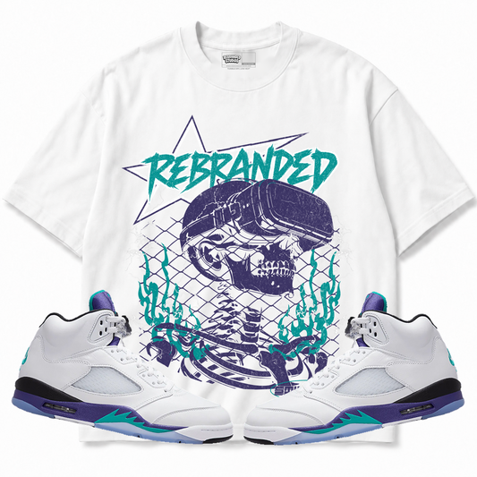 Rebranded Studios apparel — front styled with matching sneakers