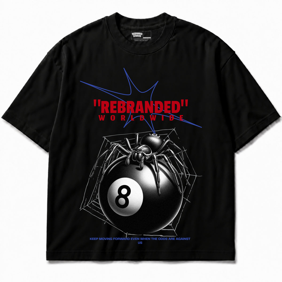 Rebranded Studios apparel — front without sneakers