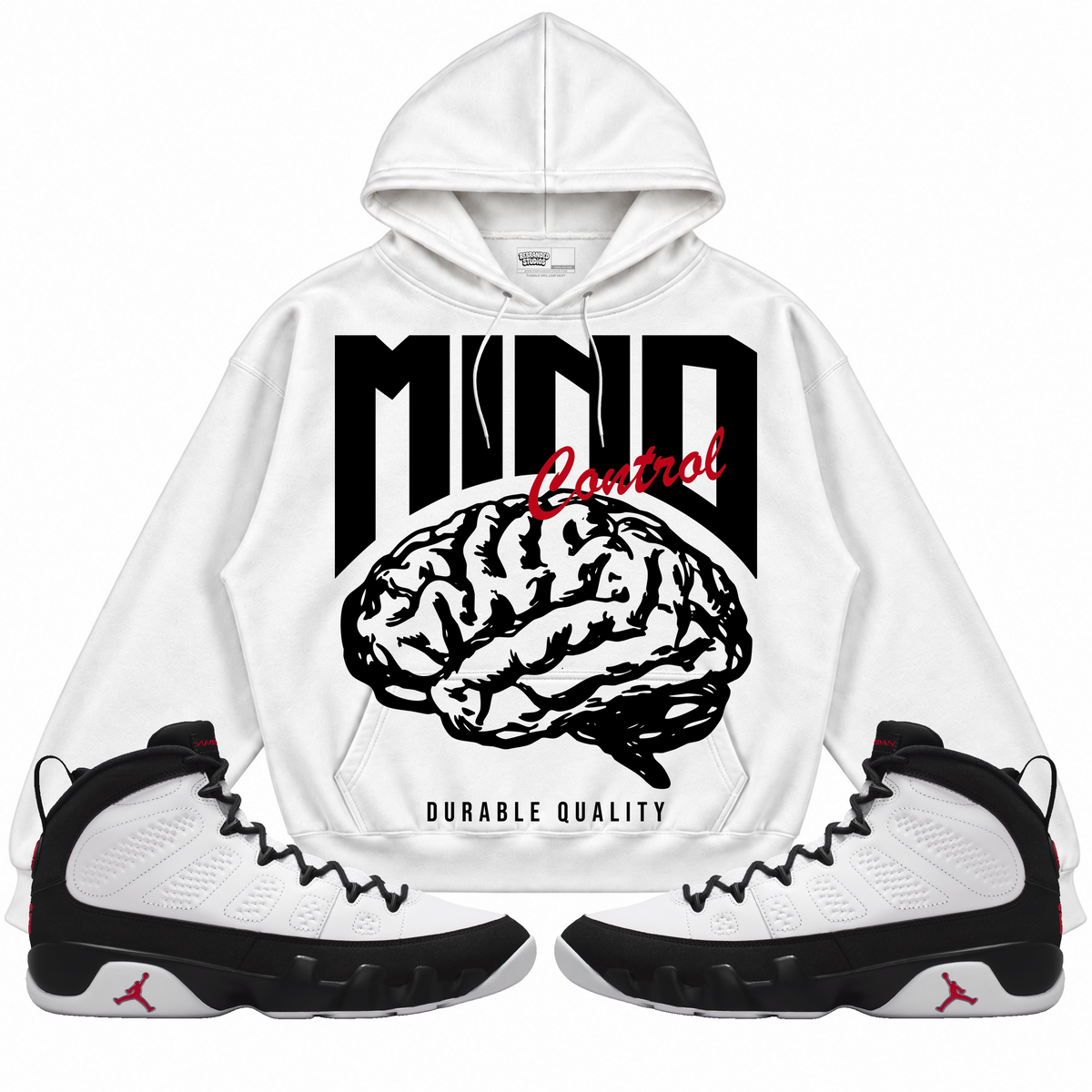 Rebranded Studios apparel — front styled with matching sneakers