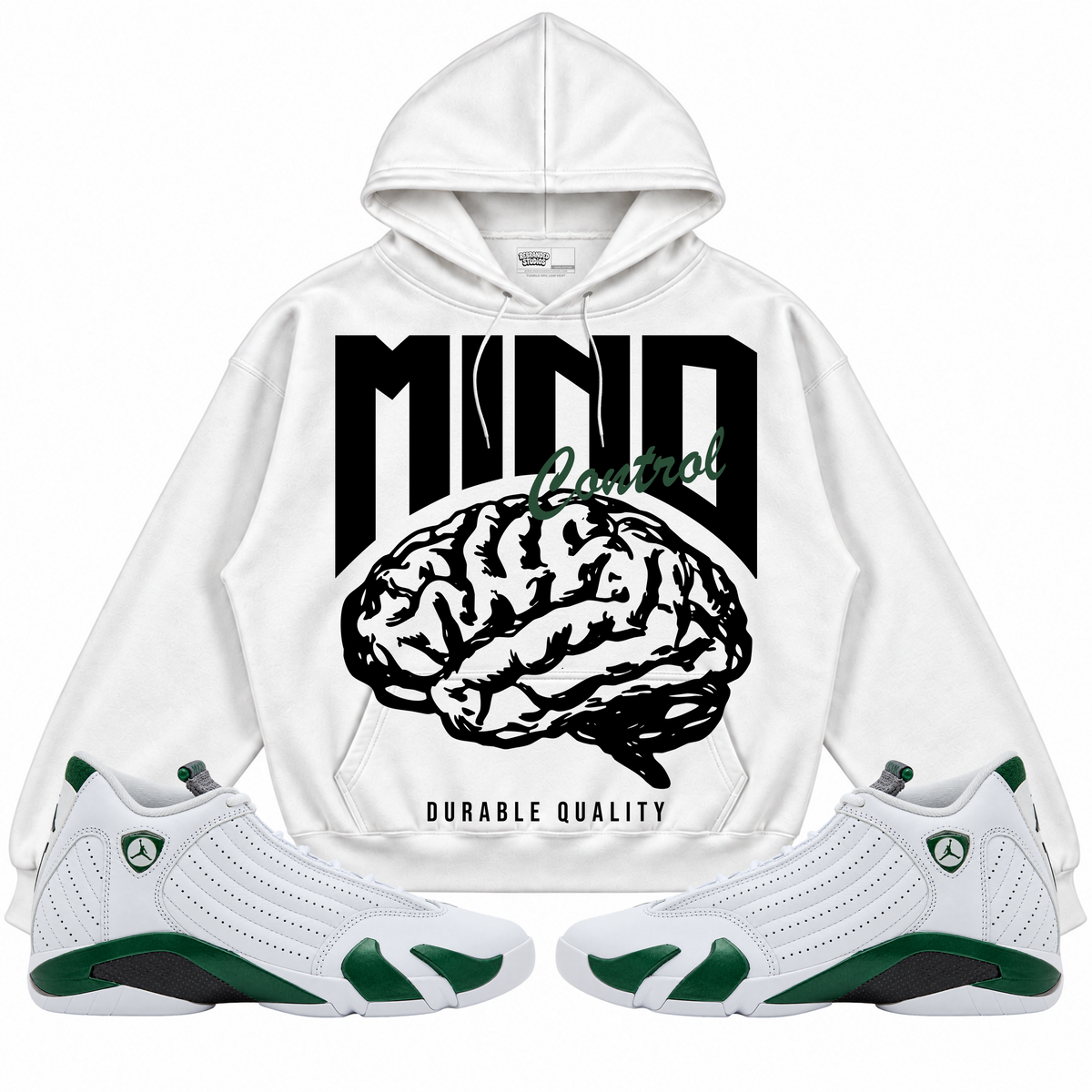 Rebranded Studios apparel — front styled with matching sneakers