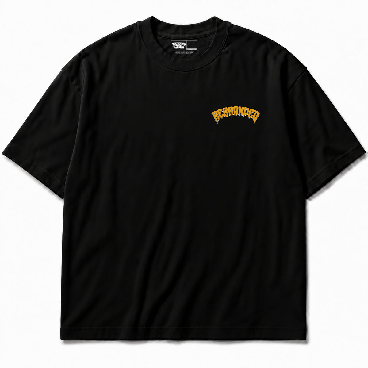 Rebranded Studios apparel — front without sneakers