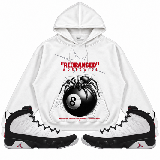 Rebranded Studios apparel — front styled with matching sneakers