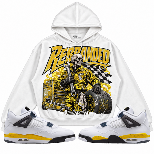 Rebranded Studios apparel — front styled with matching sneakers