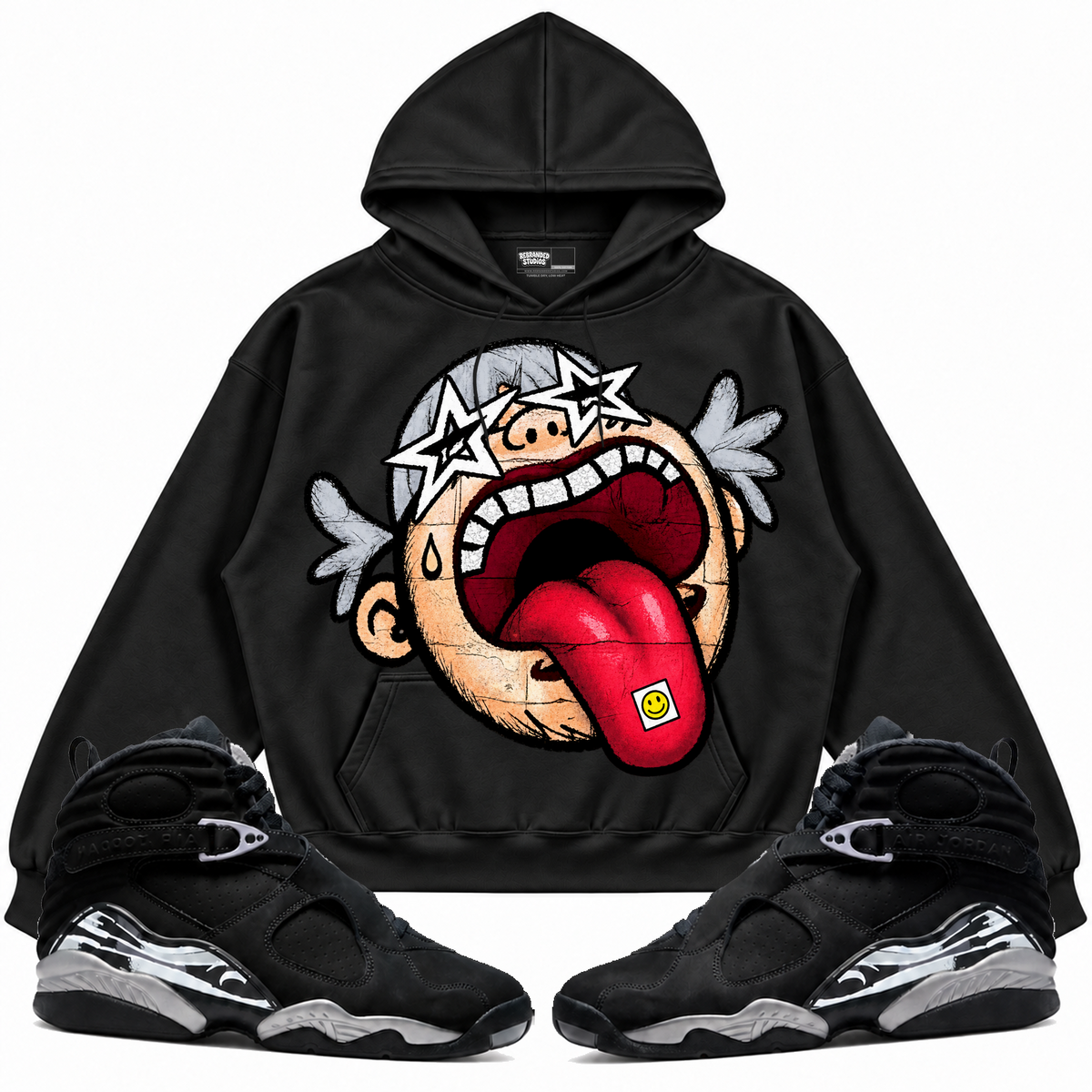 Rebranded Studios apparel — front styled with matching sneakers