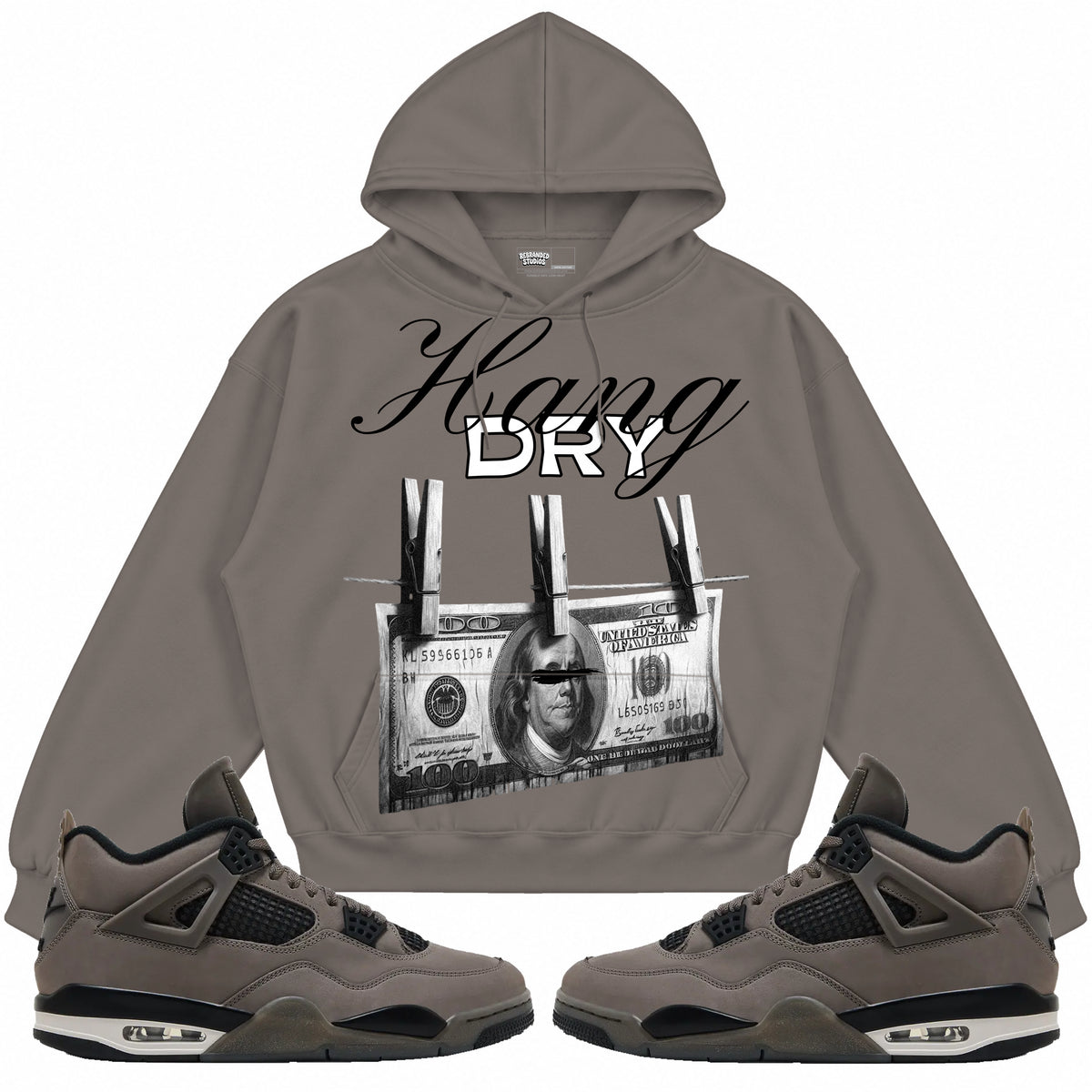 Rebranded Studios apparel — front styled with matching sneakers