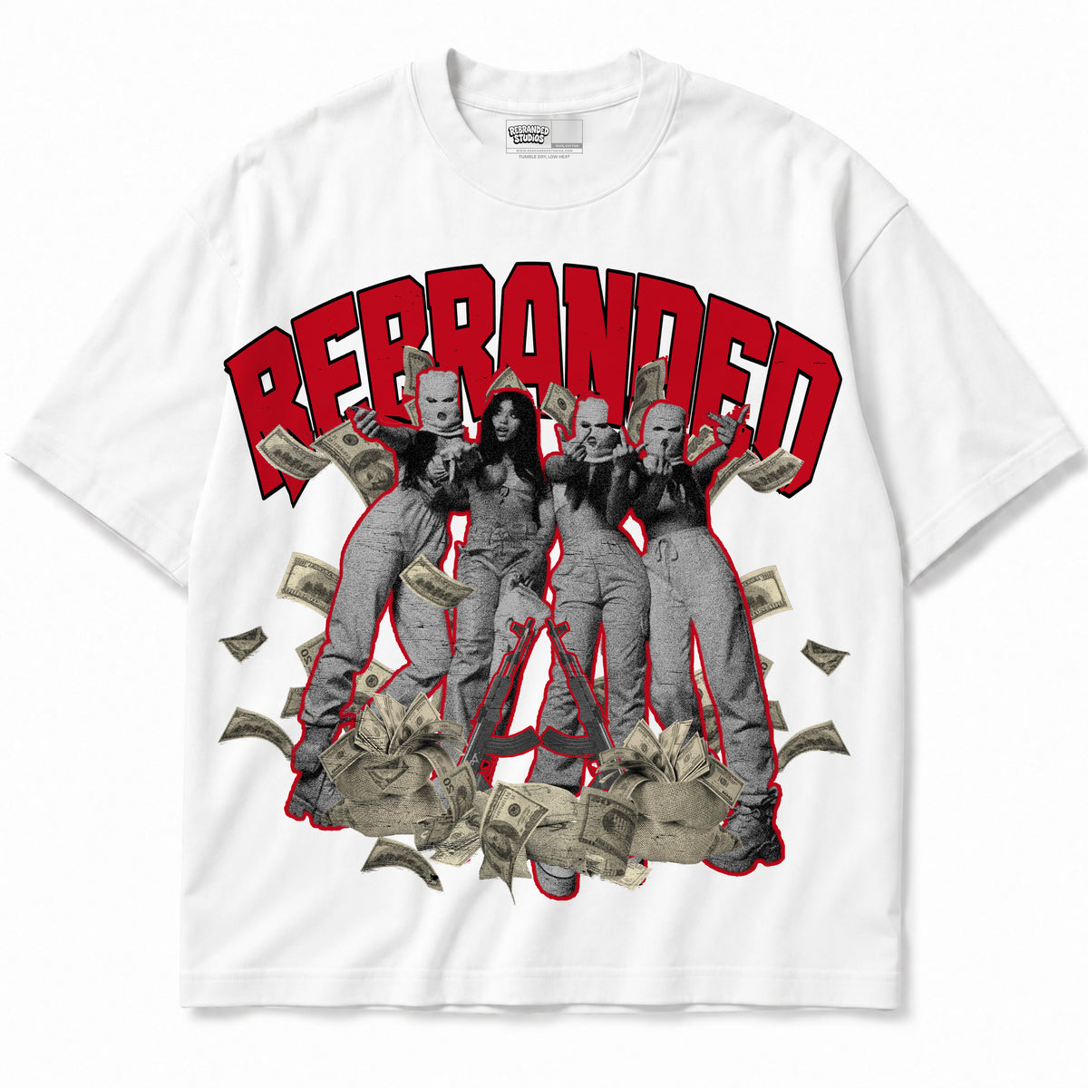 Rebranded Studios apparel — front without sneakers