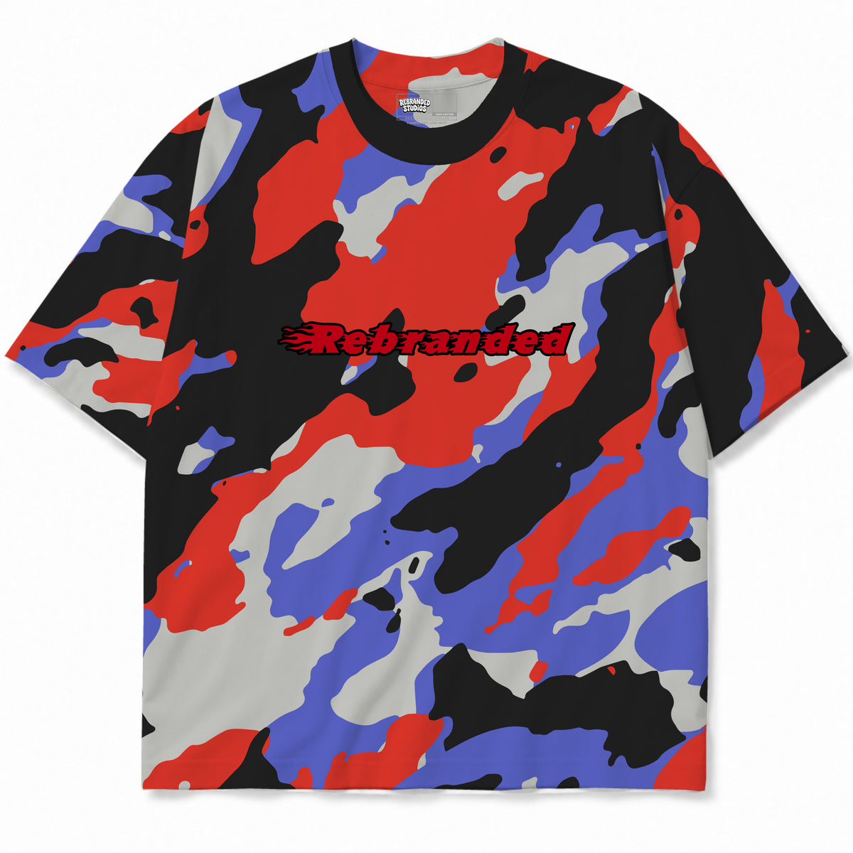 Rebranded Studios apparel — front without sneakers