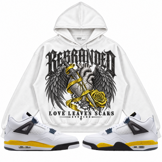 Rebranded Studios apparel — front styled with matching sneakers