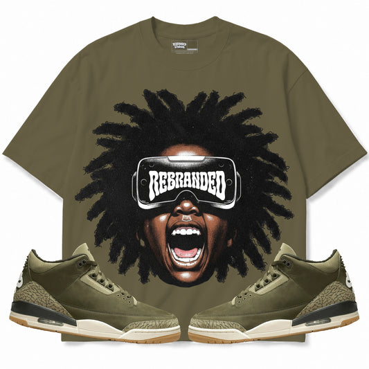 Rebranded Studios apparel — front styled with matching sneakers