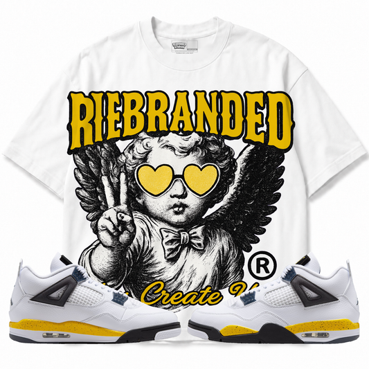 Rebranded Studios apparel — front styled with matching sneakers