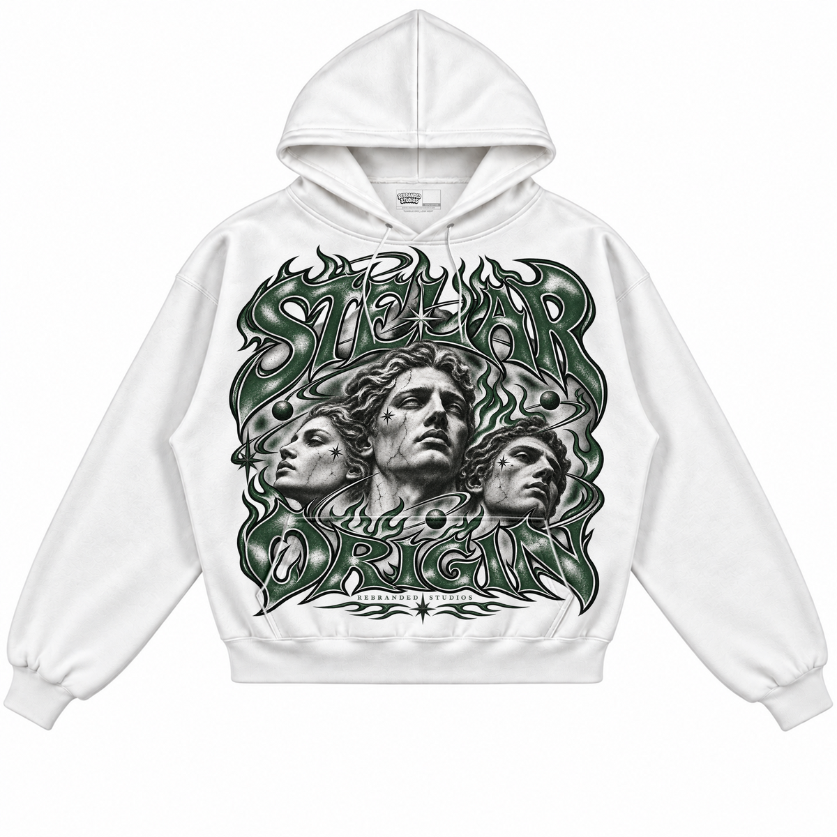 Rebranded Studios apparel — front without sneakers