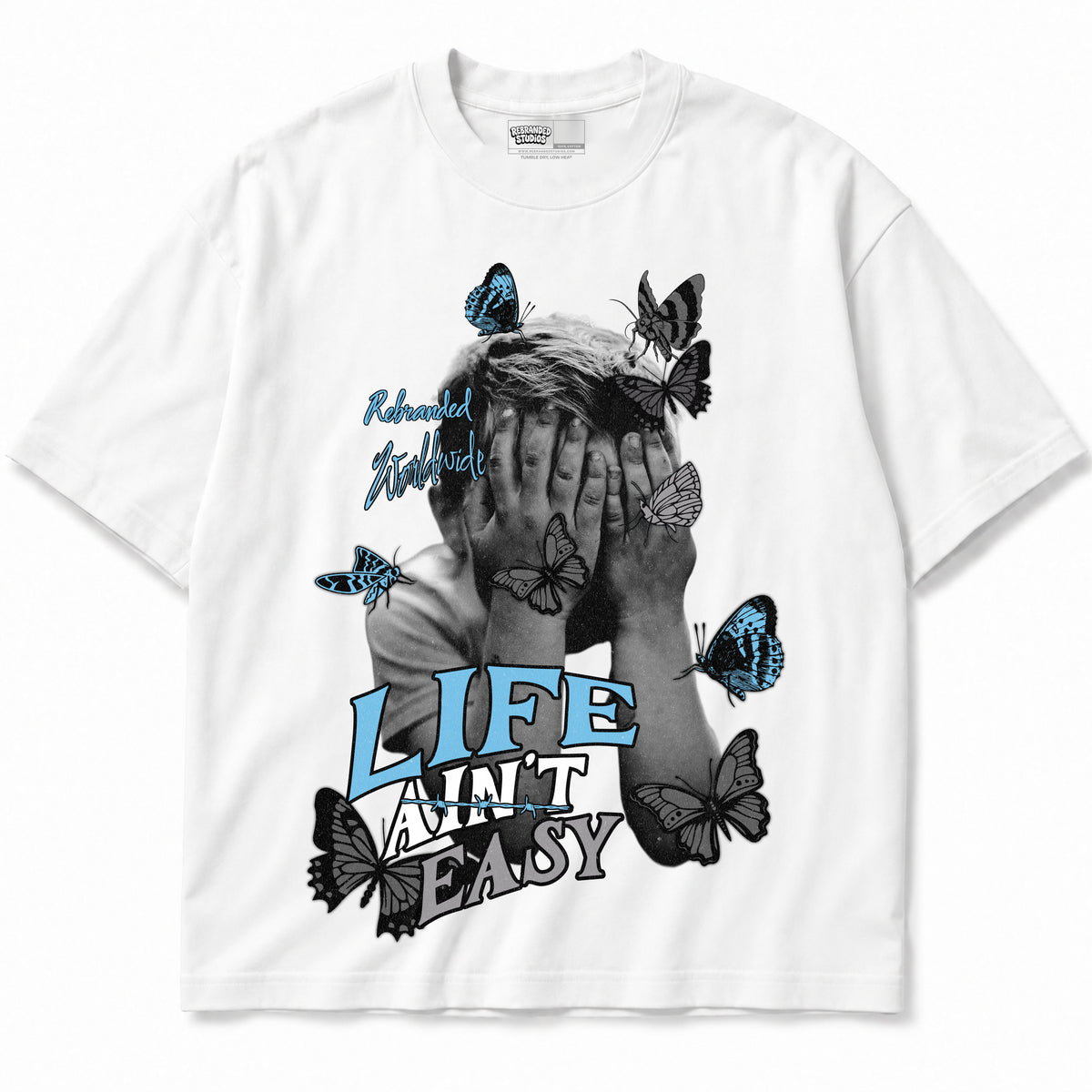 Rebranded Studios apparel — front without sneakers