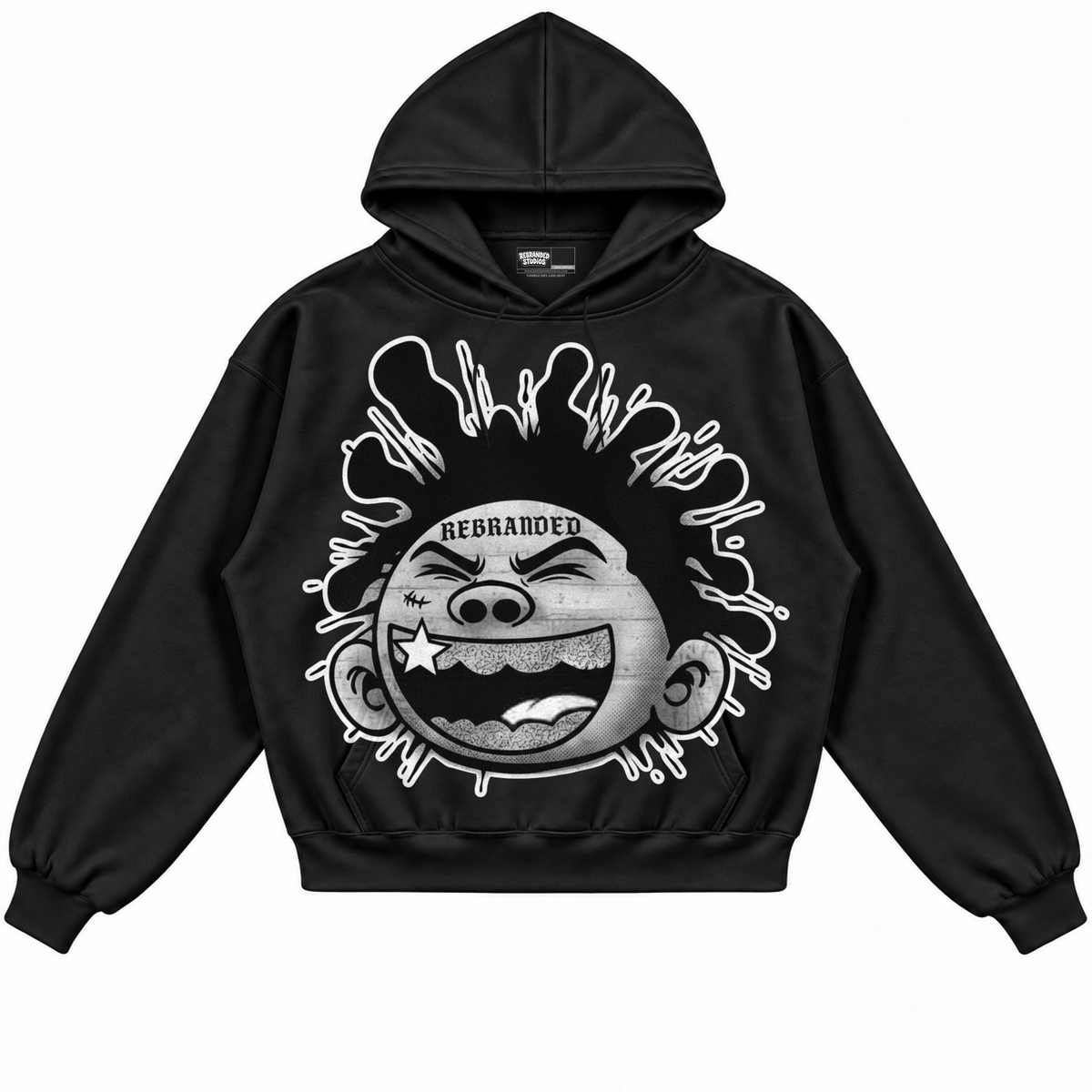 Rebranded Studios apparel — front without sneakers