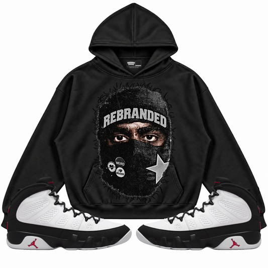 Rebranded Studios apparel — front styled with matching sneakers